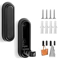 2 PCS Folding Wall Hooks,Black Foldable Wall Hook,Folding Hooks Wall Mount of Zinc Alloy,Heavy Duty Foldable Wall Hook,Flip Down Hook for Walls Hanging Coat, Bag, Towel, Key