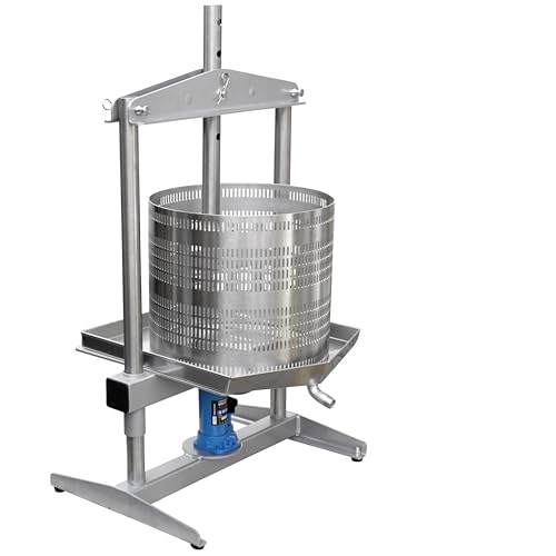 Obstpresse manuell hydraulisch: Edelstahl, 50 Liter Obst Beeren (Trauben) Honig Apfelpresse OPRIH5, 5t Pressdruck, verbesserstes Modell v2024