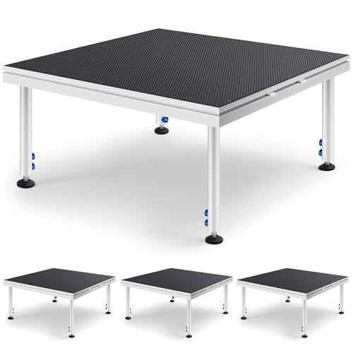 Tandefio Portable Stage with Height Adjustable Riser (24" -40") Platform Modular System Stage Easy to Carry Assemble for Performances at School Auditoriums Concerts Restaurants Bars(4 Pcs,4 x 4 ft)