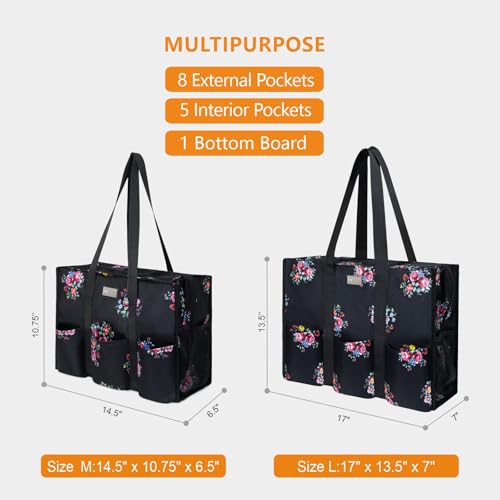 Image of TOPDesign Utility Water Resistant Tote Bag with 13 Pockets, Top Zipper Closure & Thick Bottom Support, for Working Women