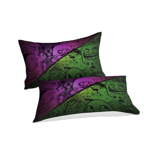 Housse de couette bandes dessinées 200x200 parure lit microfibre vert violet - 6