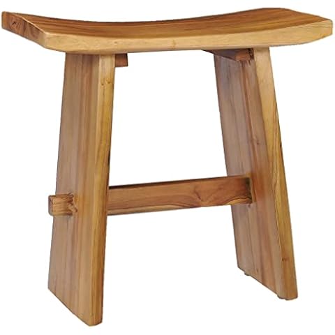vidaXL Taburete Bajo de Madera Maciza Teca Marrón Cover