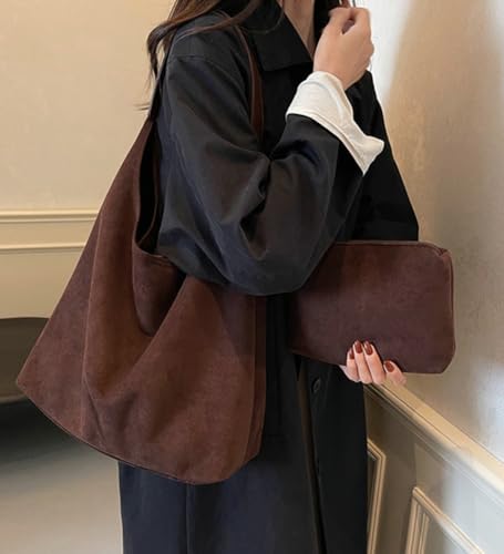 Bolso tote grande marrón para mujer miniatura 4