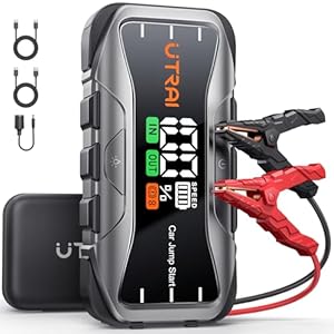 6000A 27000mAh Arrancador de Coches con 65W Carga RÃ¡pida, UTRAI 12V Arrancador de Baterias de Coche (para 12.0L de Diesel o Todo vehÃ­culo de Gasolina) con Modo Linterna de 4 LED,160DC out