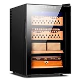 hancigar 50L Touch Control Stainless Cooler Humidor, 200 Count Capacity, 4 Layer Wooden Shelves, Gla