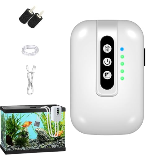 Bomba de Aire silenciosa para Acuario, Bomba de Aire para Peces, aireador portátil Recargable USB oxígeno para Agua cebos al Aire Libre