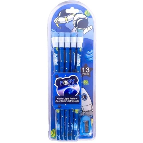 KIT DE LAPIS PRETO E APONTADOR ASTRONAUTA - FF5509 - FOFY