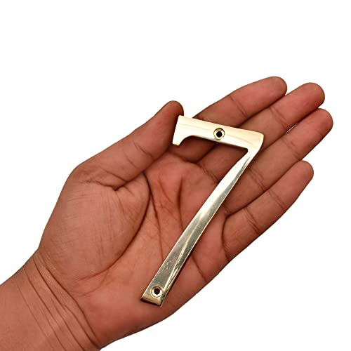 Image of 4 inch Brass House Hotel Door Number Plaque Sticky Numeric Numerical Digit 0-9 [9 (Nine)] (SEVEN)