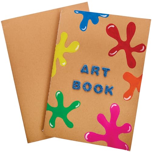 Baker Ross FX316 Brown A5 Sketch Books - Pack of 6, Sketch Pad for Kids and Adults Drawing Pad for Schools Drawing Paper, Blank Page