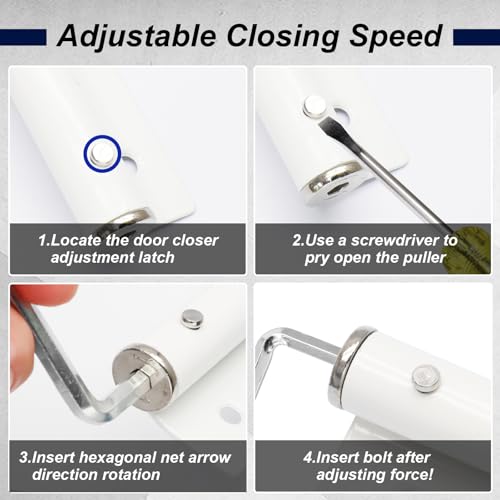 Kyuionty Stainless Steel Automatic Soft-Close Door Closer, White by Kyuionty - Used condition - Image 4