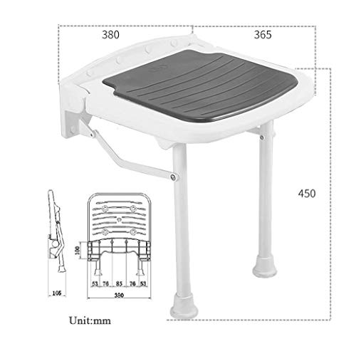 Nivok Bath Stools,Stools,Wall Mounted Shower Seat With Aluminum Alloy Legs, Foldable Non-Slip Bathroom Bench Shower Stool With Removable Rebound Pu Pad, For Elderly Disabled And Pregnant/Blue/38X36./Y #TOP4
