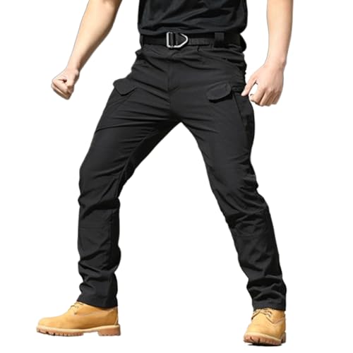 Flexcamo - Tactical Waterproof Pants, Flex Camo Cargo Pants for Men, Mens Tactical Hiking Pants (Black,Large)