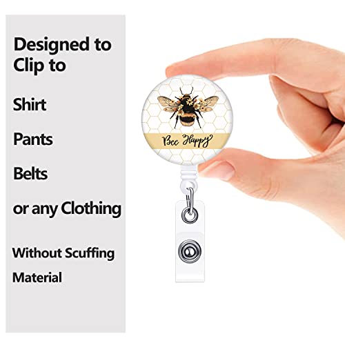 Badge Reel Retractable With Alligator Clip Cute Bee Happy Nurse Name Id Tag Card Badge Holde Seasonal Nursing Doctor Teacher Student Office Work Name Decor #TOP2