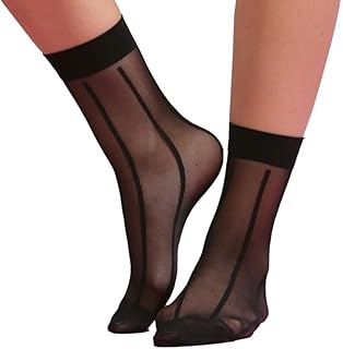 شرابات للنساء من ميس جولدن، جوارب طويلة بطول الكاحل بنمط شفاف، لون بيج