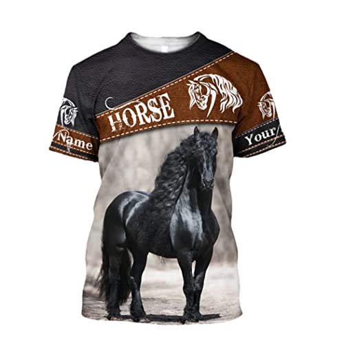 T-shirt cheval imprimé 3D ample 3XL résolvant le manque de style