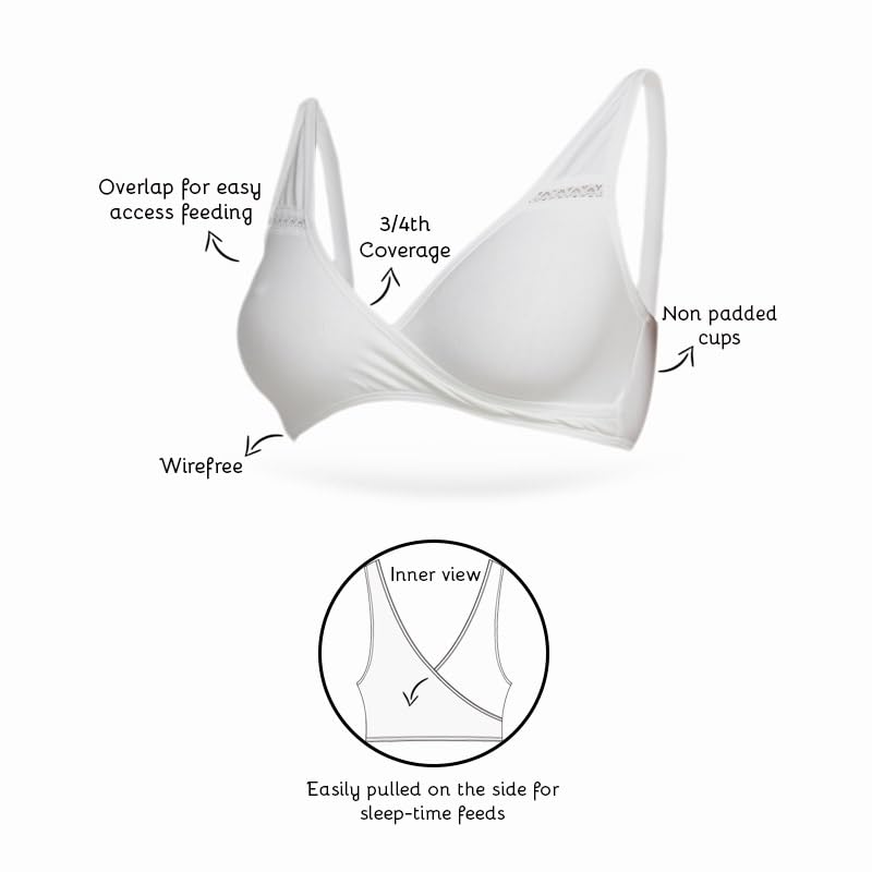 Image of Inner Sense Organic Cotton Bamboo Nursing Bra for Women I Overlap Feeding Bra with High Coverage and Wire-Free Design I Sleep Maternity Wear Without Padding