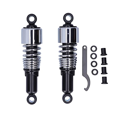AUTO Rear Air Ride Suspension, Pair of 10.5in Motorcycle Shocks Absorber Damper Fit for XL883 XL883R XL1200R XL1200L(Black+chrome)
