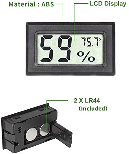 اليكدون مقياس حرارة صغير للرطوبة، ميزان حرارة الكتروني منزلي صغير مدمج ومقياس رطوبة، مقياس رطوبة رقمي داخلي مع مستشعر درجة الحرارة فهرنهايت (فهرنهايت)، عبوة من 6 قطع، اسود