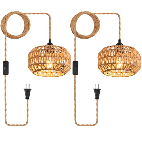 CAFULAM Plug in Pendant Light, Industrial Hanging Light with Plug