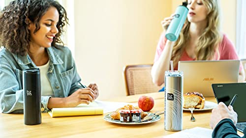 Bzyoo Brew 15Oz Stainless Vacuum Insulated Skinny Tumbler Coffee Drinking Mug Water Thermal Bottle With Leak Proof Lid For Everyday Use Or Holiday Gifts (Organica Black, Bpa Free) #TOP6