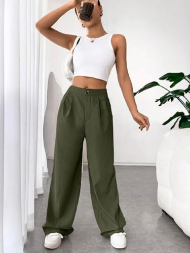 Image of OOMPH! Women's High-Waisted Pant | Wide Leg Trousers | Korean Style Stretchable Trouser