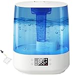 AOOYSORA Humidifiers for Bedroom, 6L Quiet Top Fill Cool Mist Humidifier, 60H Runtime, Smart Auto Mode Humidifier for Large Room Baby Nursery Plants&Guitar, Nightlight, 360ยฐDual Nozzle, Easy to clean