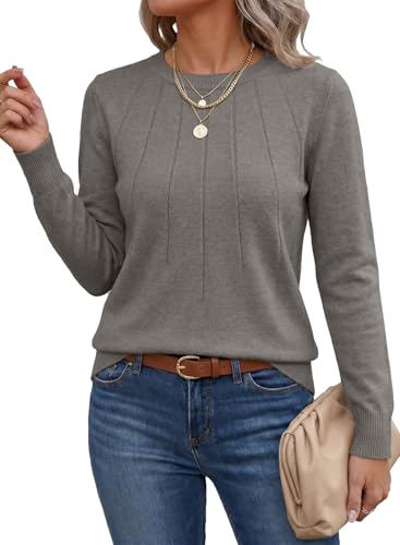 Image of SHEWIN Womens Sweaters 2026 Casual Crewneck Long Sleeve Lightweight Knit Pullover Sweater Tops Fall Clothes
