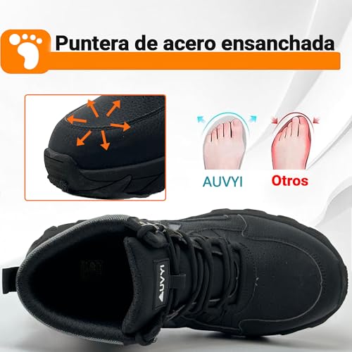 Waterproof Work Boots For Men - Steel Toe Boots Durable Comfortable Wide Toe Safety Shoes with Slip & Oil Resistant Outsole,Indestructible Construction3