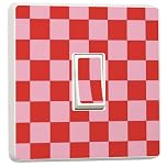 stika.co Pack of 2 Pink and Red Checker Print Vinyl Light Switch Stickers - Decorative Skins for Single Switch | Modern Home Decor