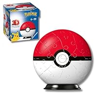 Ravensburger - Puzzle 3d Pokeball rossa 54 pezzi, Puzzle 3d bambini 6 anni o più, Giochi bambini 6 anni, Collezione Pokemon, Giochi divertenti, Idee regalo