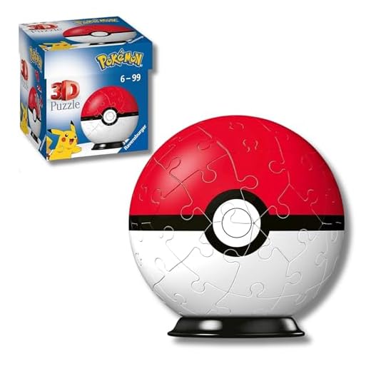 Ravensburger - Puzzle 3D Pokémon Pokeball, Maqueta para Adultos y Niños de 6+ Años, Rompecabezas de 55 Piezas