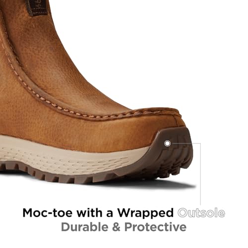 Image of SUREWAY Men's Slip-On Work Boots, Lightweight Moc Toe Leather Boots | Casual Leather Boots Slip-Resistant Rubber Outsole,Chukka boots for All-Weather Comfort