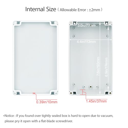 Image of Junction Box Waterproof Plastic Project Box IP65 Plastic Project Box Electrical Box Enclosure Gray White 7.87 inchx 4.72 inchx 2.95 inch(200x120x75mm)