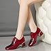Womens Square Toe Chunky Heeled Oxfords Fashion Crocodile Pattern Lace Up Shiny Block Heel Dress Pump for Business Work Office Dating Party Prom (Red,9)
