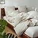 Simple&Opulence 100% Linen Duvet Cover Set, 3 PCS Natural French Flax Linen Duvet Cover Queen Size, Breathable Soft Comfy Linen Bedding Comforter Cover with 2 Pillowcases(Linen, 88