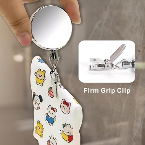 Image of Self Adhesive Retractable Towel Clip Holder, Stainless Steel No Drill Wall Mounted Cloth Hanger with Pull Cord for Dish Towels, Hand Towels and Cleaning Rags in Kitchen or Bathroom