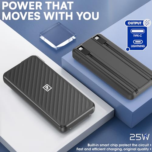 Image of ONE 7 10000mAh 4-in-1 Super Fast Power Bank | 25W Output | Built-in Type-C & Cables | Smart Chip Protection | Portable Fast Charger (ON PB-36)