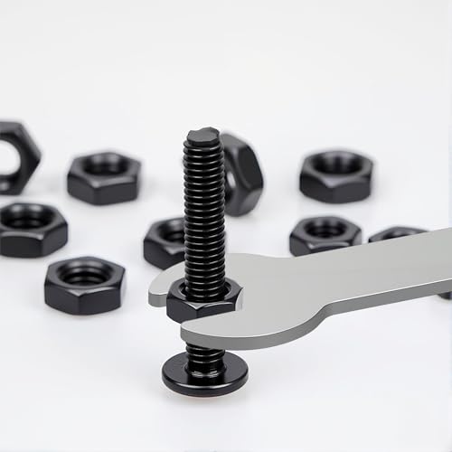 Sechskantmutter M3 Mutter,50 Stück Schwarz Sechskantmuttern M3,1 Stück Maulschlüssel,Hochwertige Befestigungselemente für Metall,Holz und mehr (M3)