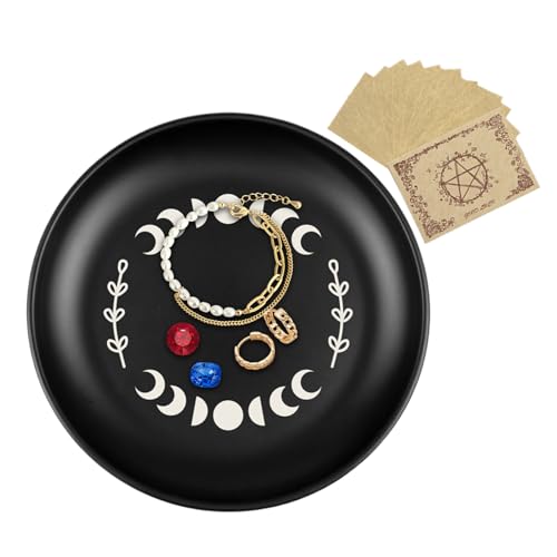 Tuyhnj 水晶玉占いボウル | お供え皿 キャンドルホルダー ディッシュ,宗教的ホルダー ヴィンテージプレート 瞑想・礼拝・儀式用 マニフェステーション伝統祈り