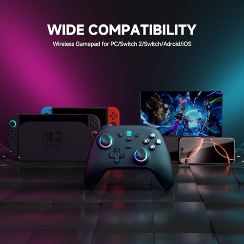 image for ECHTPower Wireless PC Gaming Controller - Hall Effect Joystick, 2.4G &