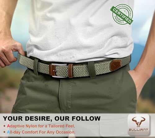 Image of BULLIANT Men's Woven Braided Stretch Web Golf Belt 1 3 /8 inch-Gift Boxed