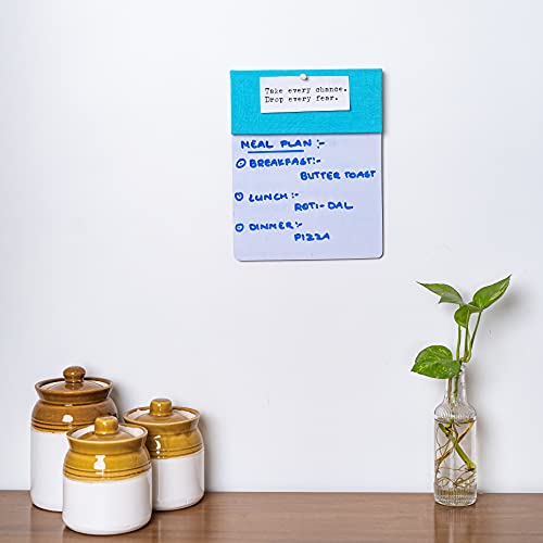 Image of IVEI Combination Pin and White Board - Dry Erase and Bulletin Combo for Kids Study Room, Office, School, Home - Wall Hanging Dual Board - Blue