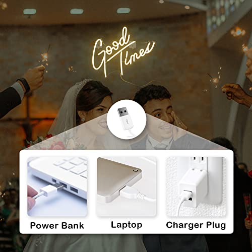 Image of Looklight Good Times Neon Sign,Led Signs Neon Light for Wall,Neon Signs for Wall Decor,USB Powered Led Neon Signs for Wedding,Home Wall Decor Birthday Party,Bedroom Decor,Game Room Decor