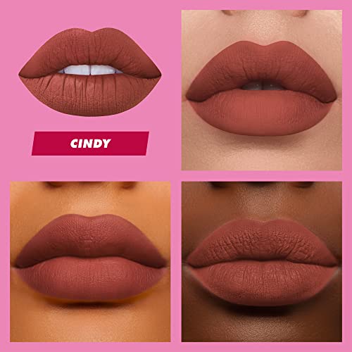 Lime Crime Velvetines Liquid Matte Lipstick, Cindy (Terracotta Brown) - Bold, Long Lasting Shades & Lip Lining - Stellar Color & High Comfort For All-Day Wear - Talc-Free & Paraben-Free #TOP3