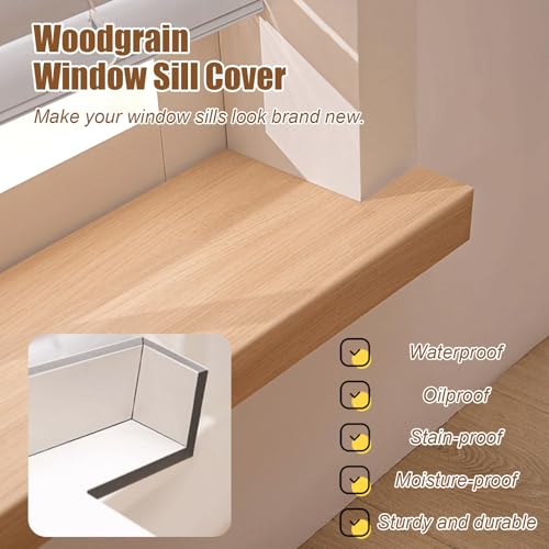 Cubierta de alféizar de madera con borde protector de 1.5 pulgadas para ventanas 3