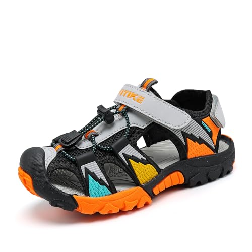 Image of JMFCHI Boys Girls Kids Closed Toe Sports Sandals Summer Water Shoes | Little /Big Kid,Comfortable lightweight,Non-slip soft sole,Hook-and-loop closure,Easy wear,Anti-collision toe,Daily casual