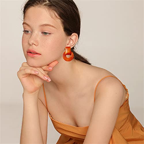 Handmade Bohemian Lightweight Wooden Circle Round Dangle Drop Earrings Vintage Boho Brown Nature Wood Geometry Hoop Stud Earring for Women Statement Jewelry Gifts4