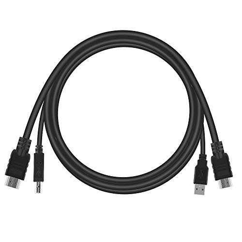 OLLGEN 5 ft 1.5M USB 2.0 Standard Twin HDMI Cable,USB KVM Cable USB Type A to USB Type B Printer Cord for CRT PC Monitor KVM Switcher - Thumbnail 3