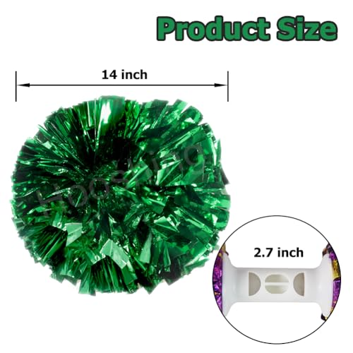 image for Hooshing 2PCS Green Pom Poms Cheerleading with Baton Handle for Team S