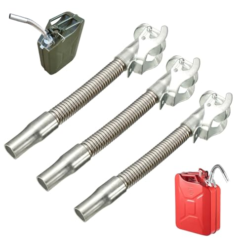 Lifetimes Rust-Proof Fuel Flow, Stainless Steel Car Fuel Pipe, Stainless Steel Tubing Guide for Oil Drum, Anti-Static Design for Gas, Diesel,Kerosene Pouring (3pcs)